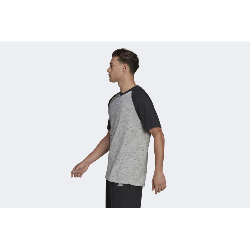 Koszulka adidas Essentials Melange Reglan HE1796 - szaro-czarna