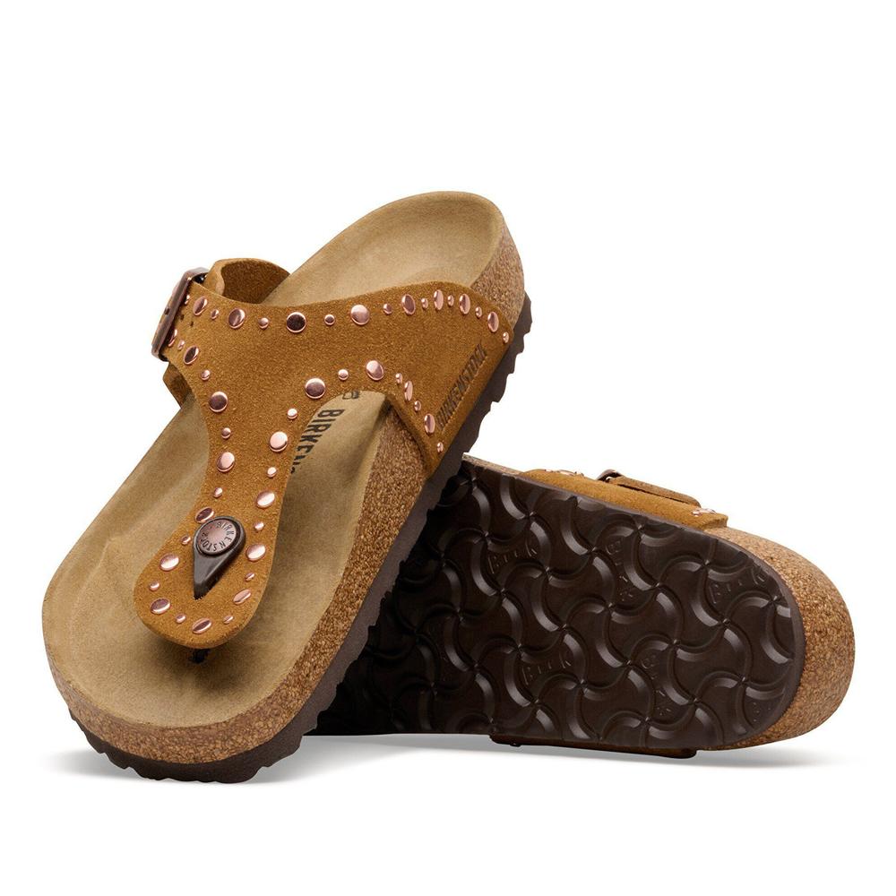 Japonki damskie Birkenstock Gizeh Rivet 1031649 - brązowe