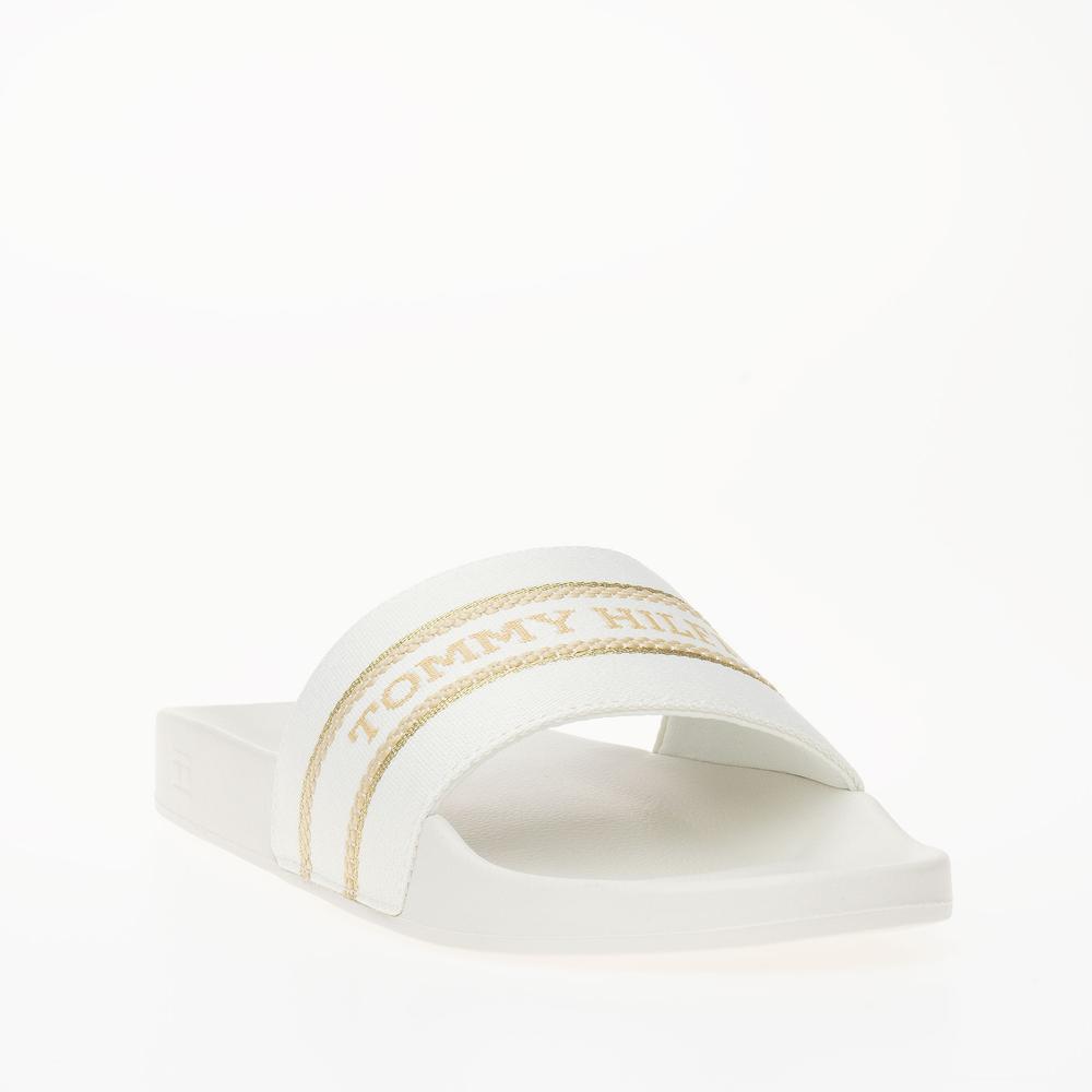Klapki Tommy Hilfiger Poolslide With Webbing FW0FW07845-YBL - białe