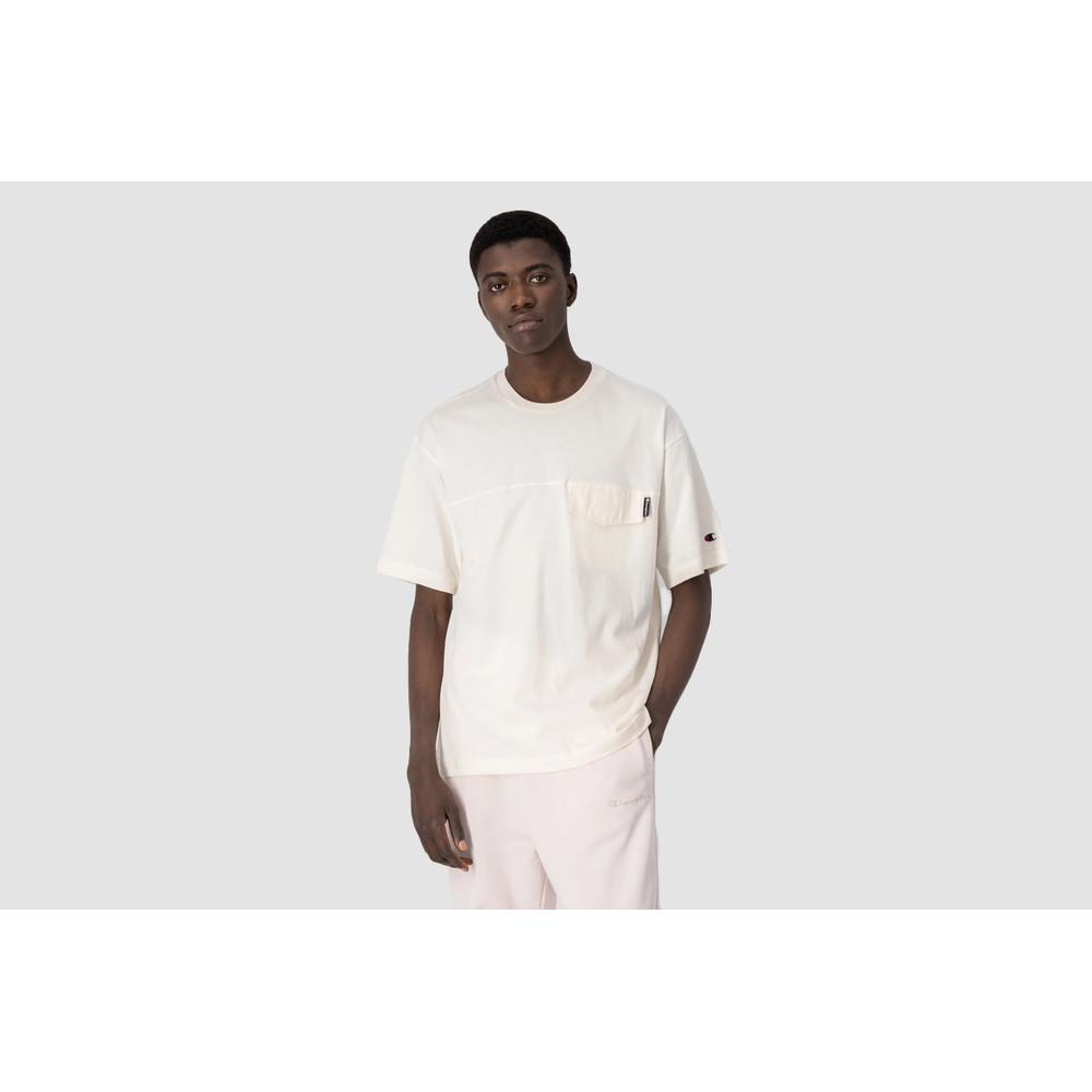 Koszulka Champion Back Embroidered Script Logo 217076-YS084 - beżowa