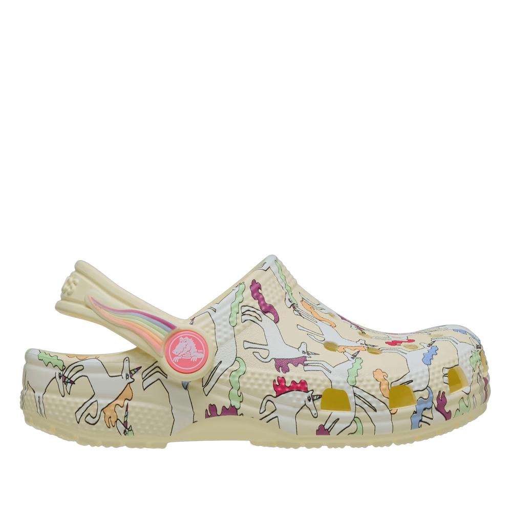 Klapki młodzieżowe Crocs Classic Unicorn Graphic Clog 212515-7CJ - beżowe