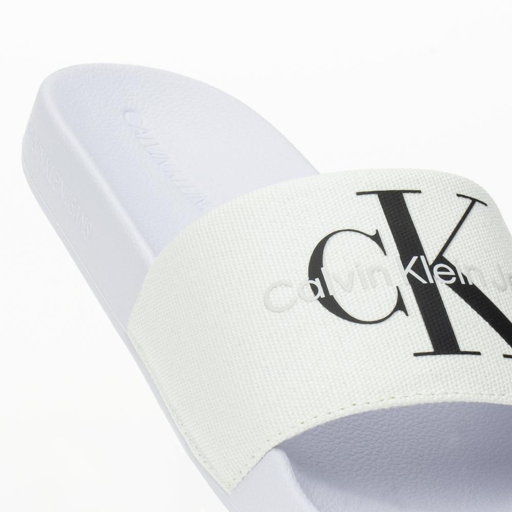 Klapki Calvin Klein Slide Monogram CO YW0YW00103-01W - białe