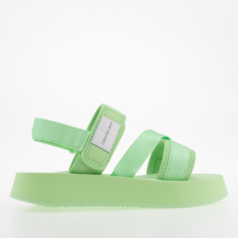 Sandały Calvin Klein Prefresato Sandal Badge YW0YW00967-0H9 - zielone