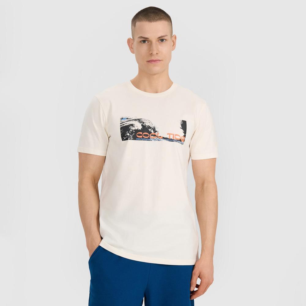 Koszulka męska 4F WSS25TTSHM203011S - beżowa