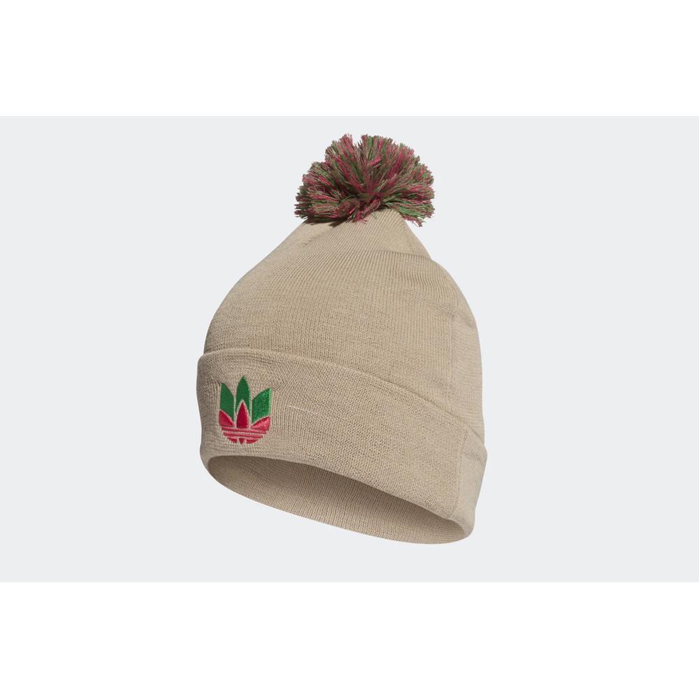 Czapka adidas 3D Adicolor Pompom Cuff Beanie GD4589 - brązowa