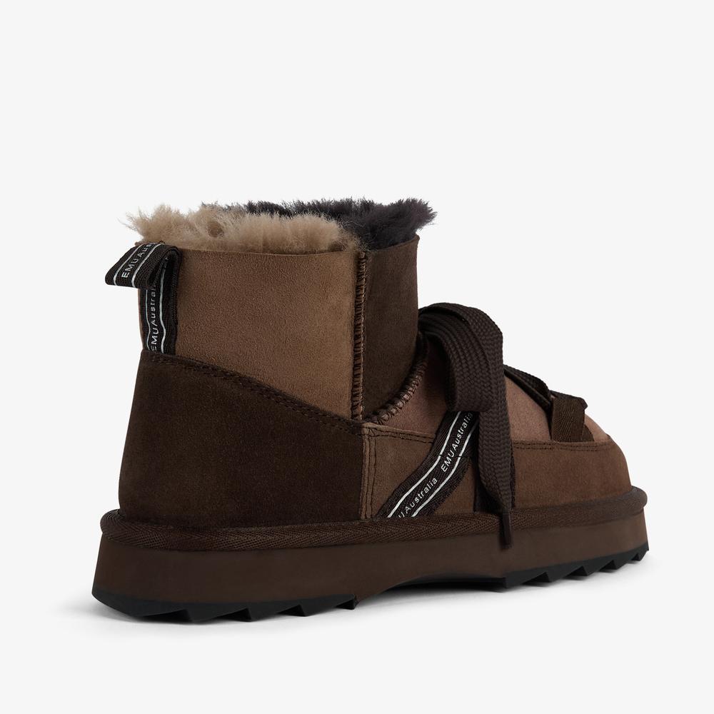 Buty damskie Emu Australia Blurred Micro Patch W13195CHOC - brązowe
