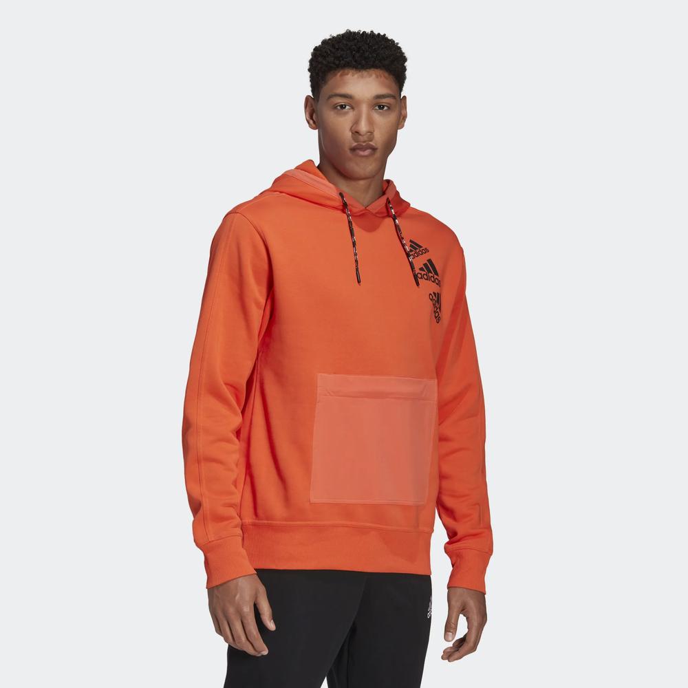 Bluza adidas Essentials BrandLove Fleece Hoodie HL9385 - pomarańczowa