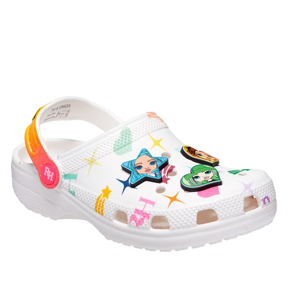 Klapki Crocs Classic Clog Rainbow High 208117-90H - białe