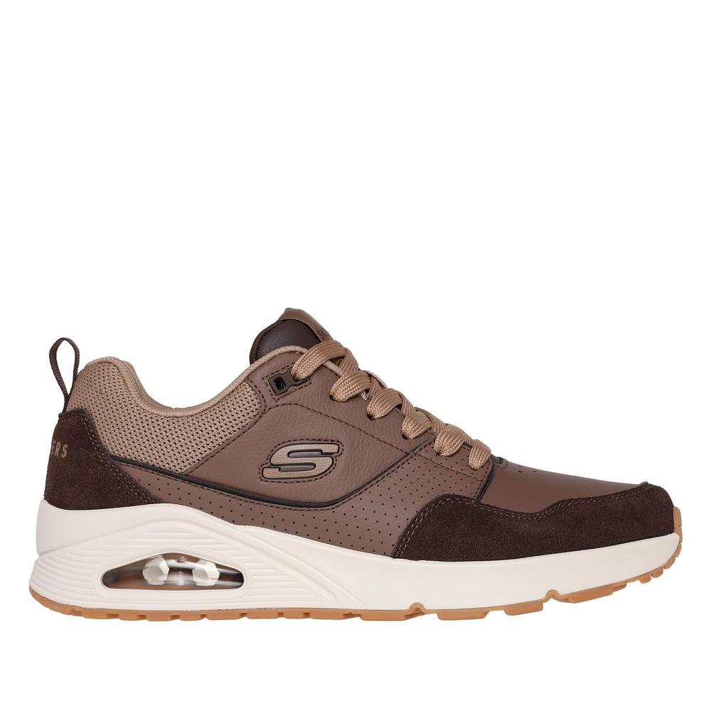 Buty męskie Skechers Uno Retro One 183020BRN - brązowe