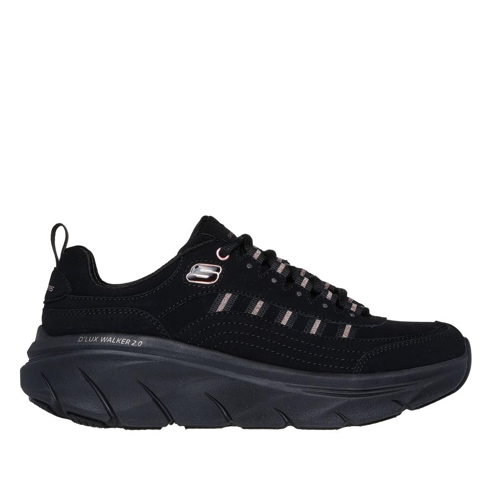 Buty damskie Skechers Relaxed Fit D'Lux Walker 2.0 Golden Step 150106BKRG - czarne
