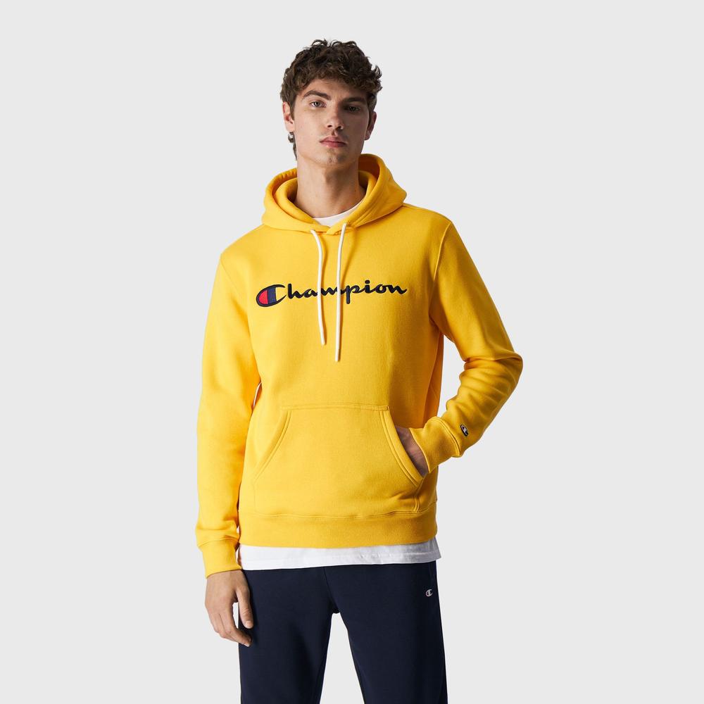 Bluza Champion Embroidered Script Logo Hoodie 219203-YS074 - żółta