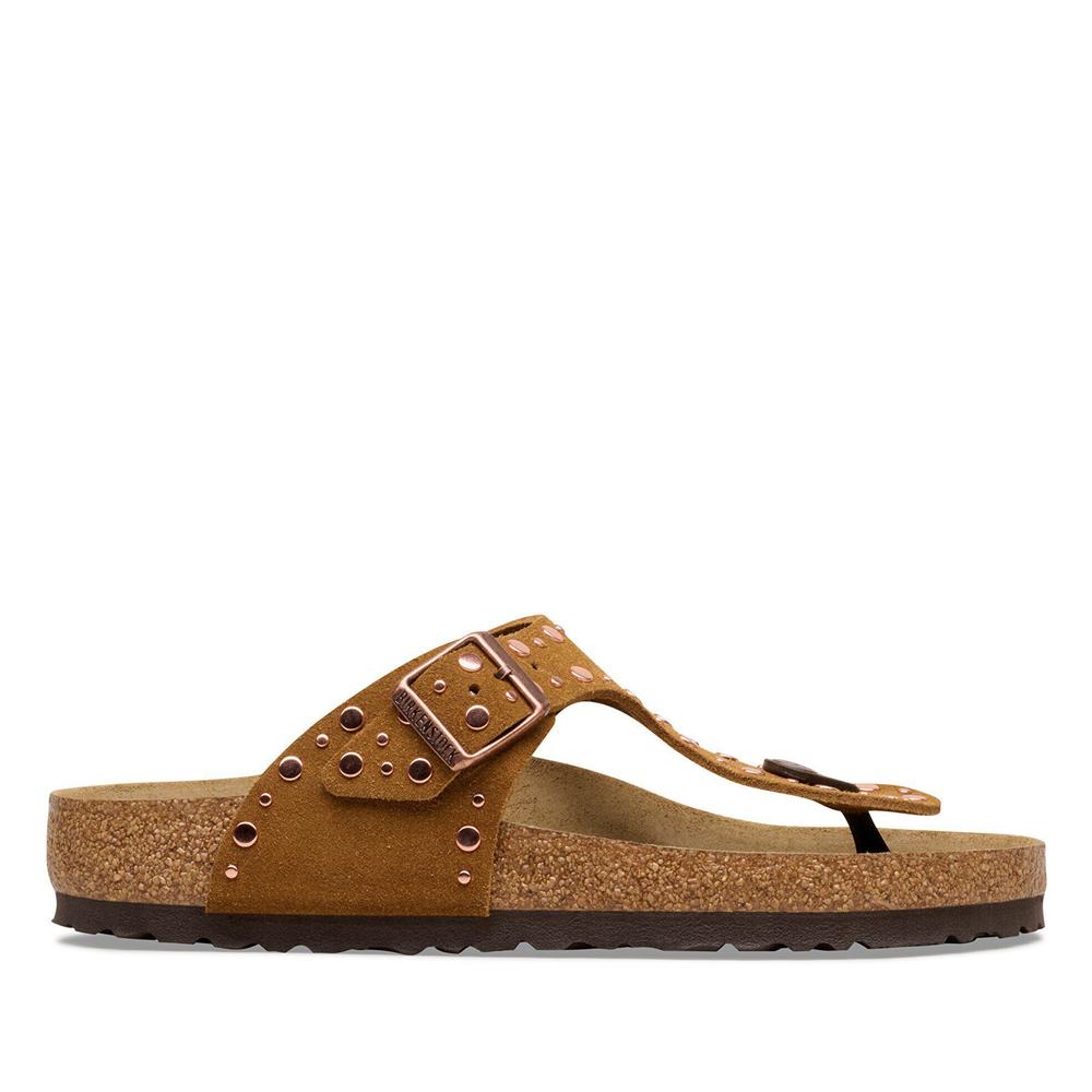 Japonki damskie Birkenstock Gizeh Rivet 1031649 - brązowe