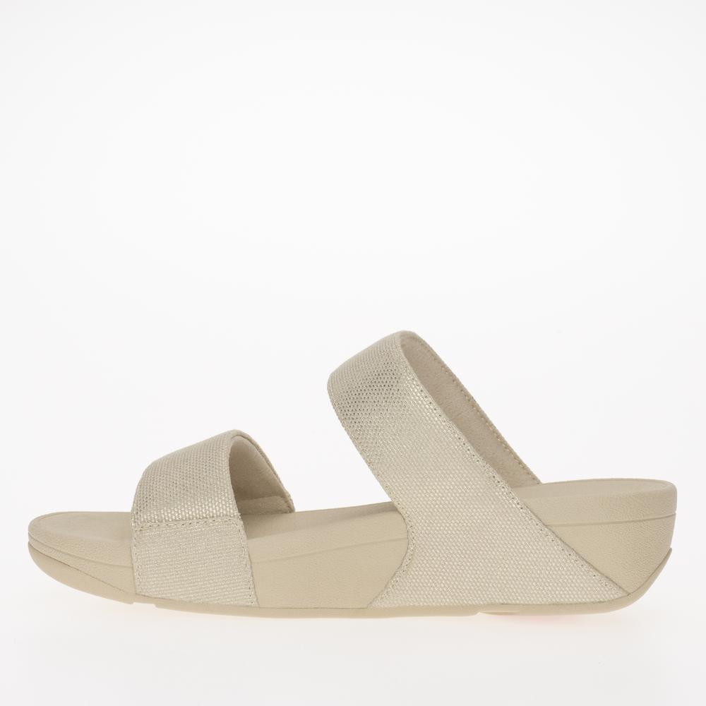 Klapki FitFlop Lulu Glitz-Canvas Slides HR2-675 - beżowe