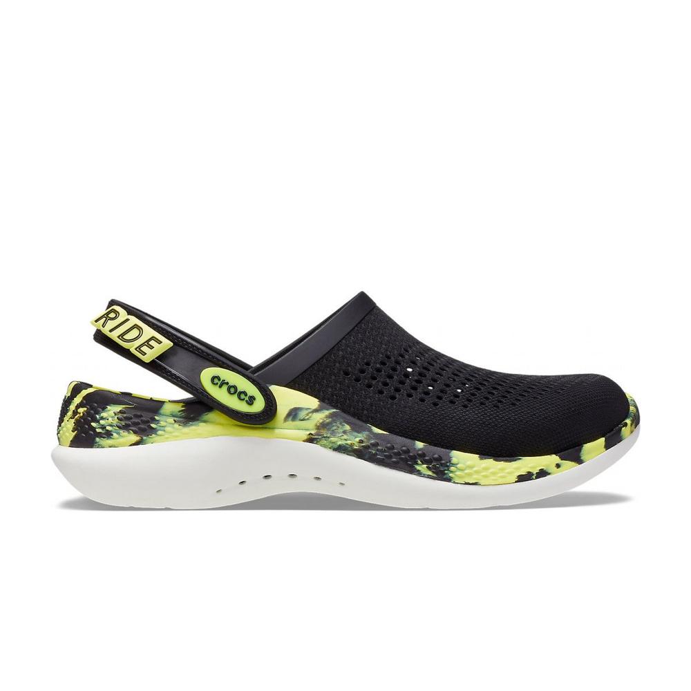 Klapki Crocs LiteRide 360 Marbled Clog 207634-02K - czarno-żółte