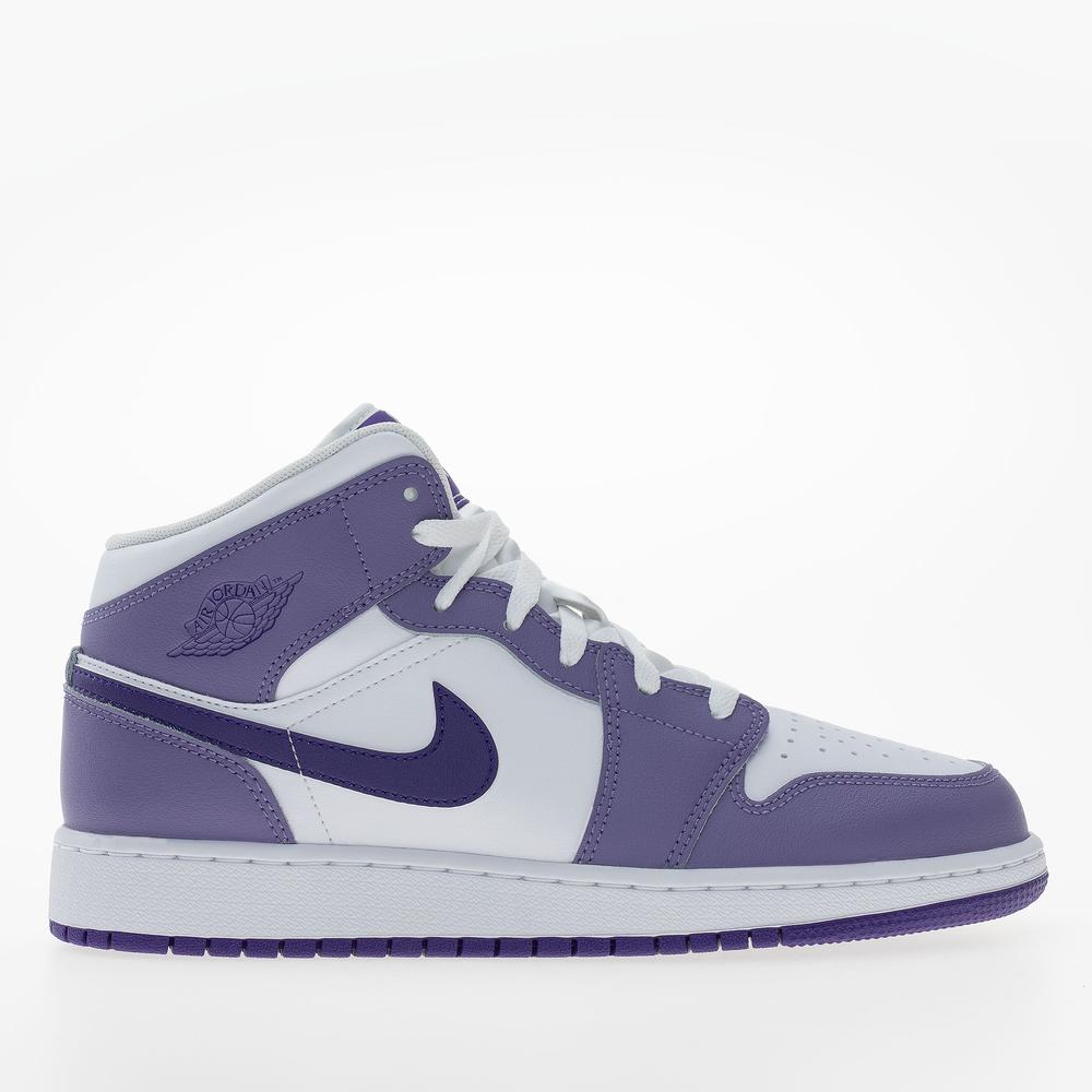Buty młodzieżowe Nike Air Jordan 1 Mid DQ8423-500 - biało-fioletowe