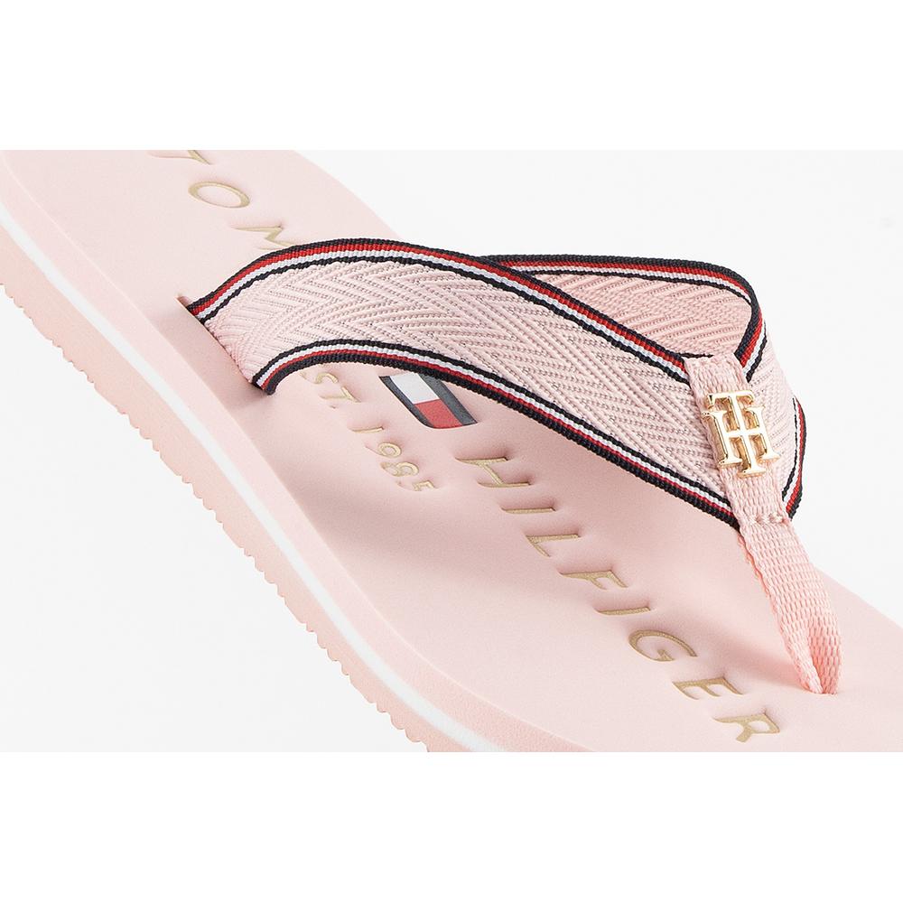 Japonki Tommy Hilfiger Hardware Flat Beach FW0FW06421-TIP - beżowe