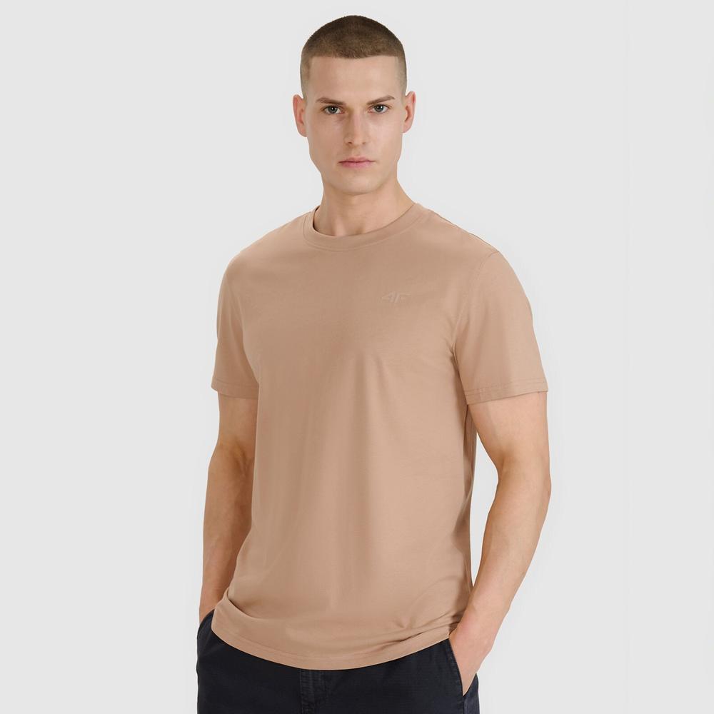 Koszulka męska 4F WSS25TTSHM207483S - beżowa