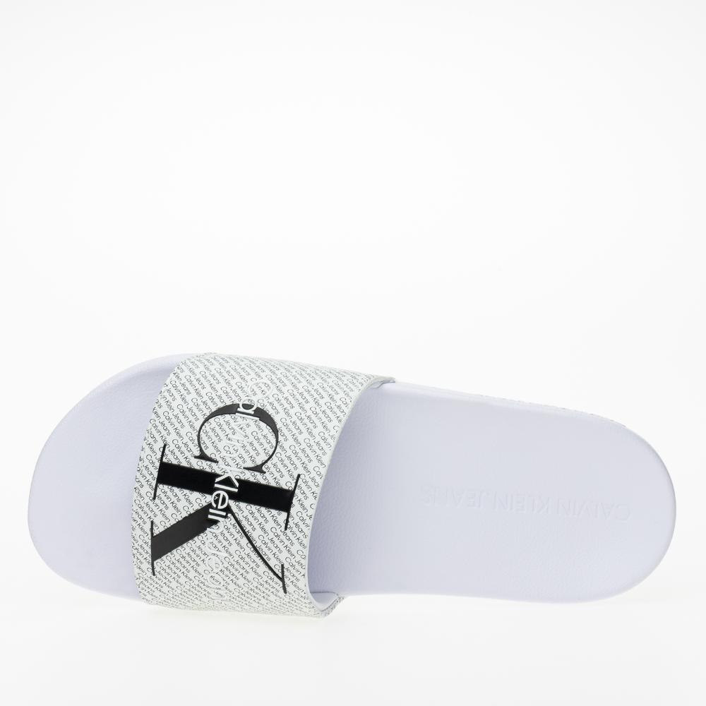 Klapki Calvin Klein Slide AOP YW0YW01407-01W - białe