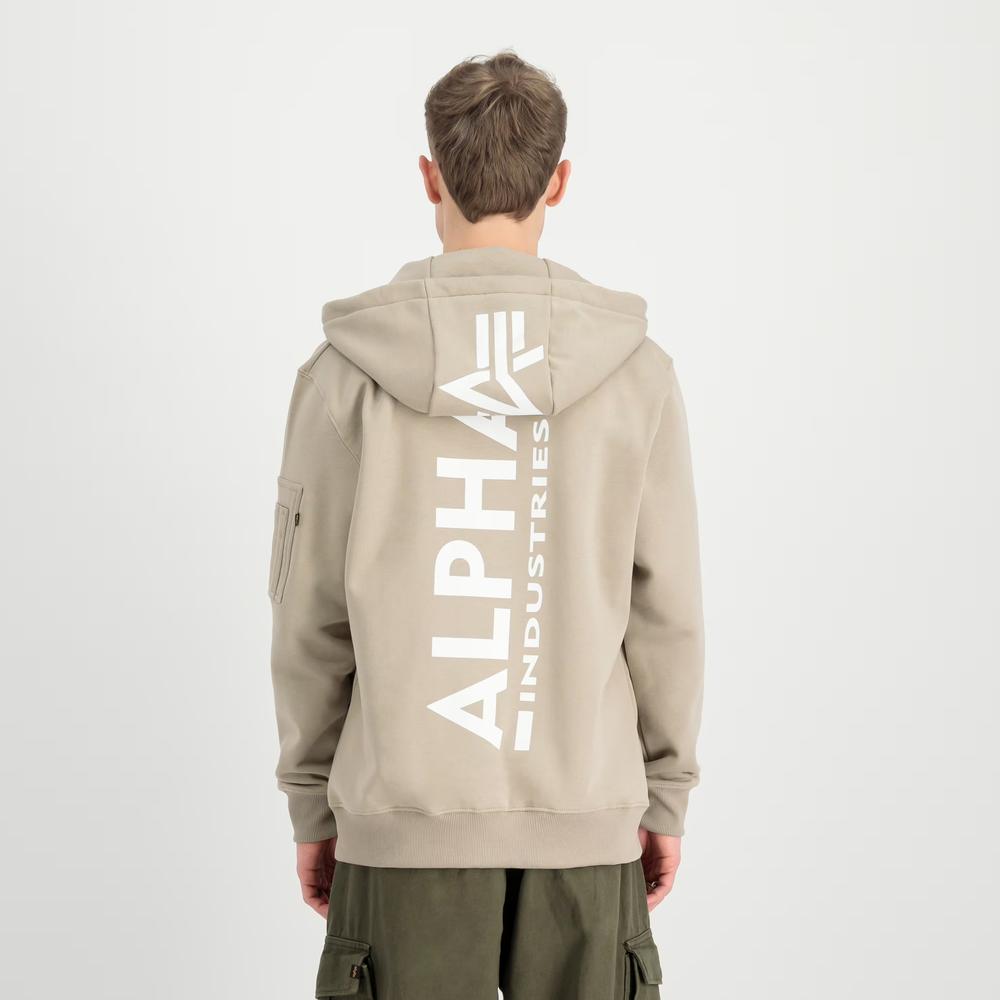 Bluza Alpha Industries Back Print Zip Hoodie 128342679 - beżowa