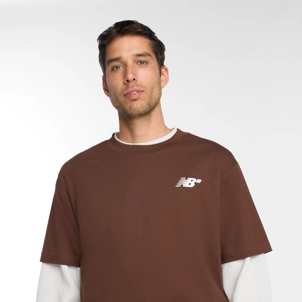 Koszulka męska New Balance MT53706ABJ - brązowa