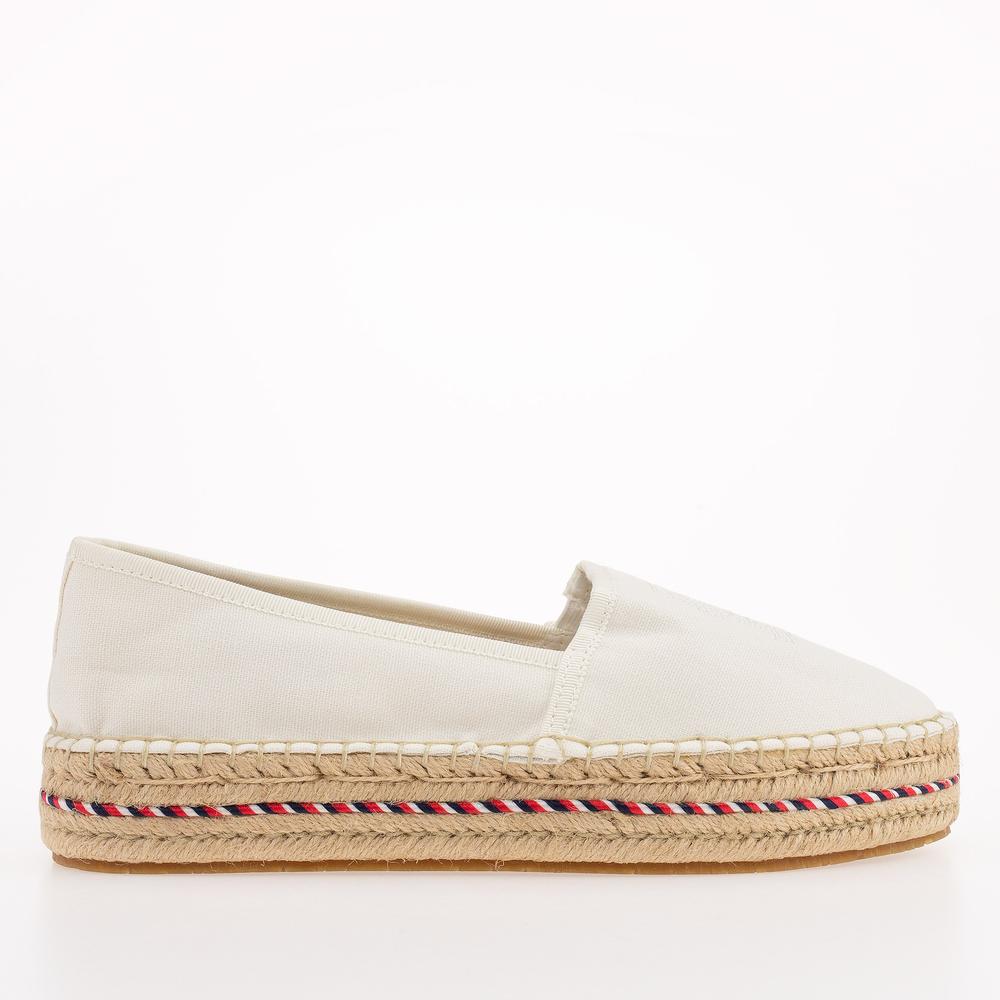 Buty Tommy Hilfiger Signature Tape Monogram Espadrilles FW0FW07014-YBL - kremowe