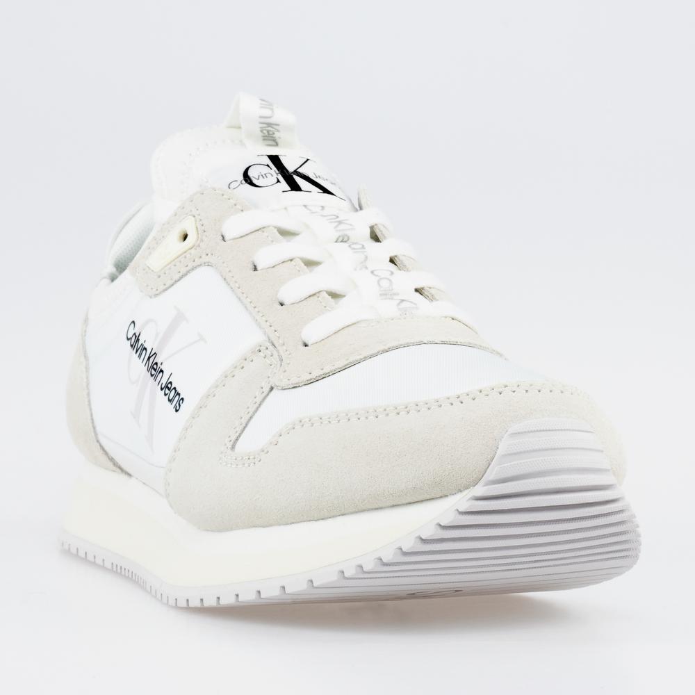 Buty Calvin Klein Runner Sock Laceup Ny-Lth YW0YW00840-0K7 - kremowe