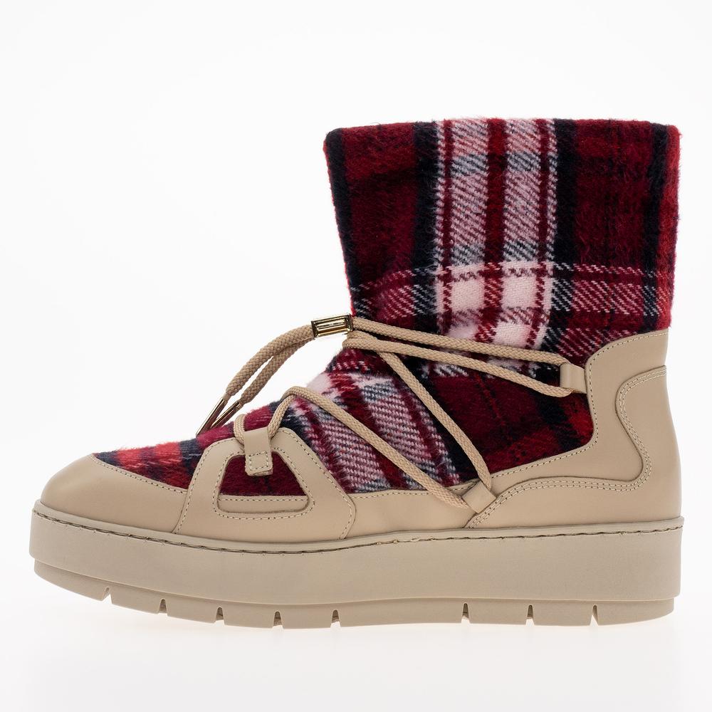 Buty Tommy Hilfiger Tartan Snowboot FW0FW07612-ABO - beżowe