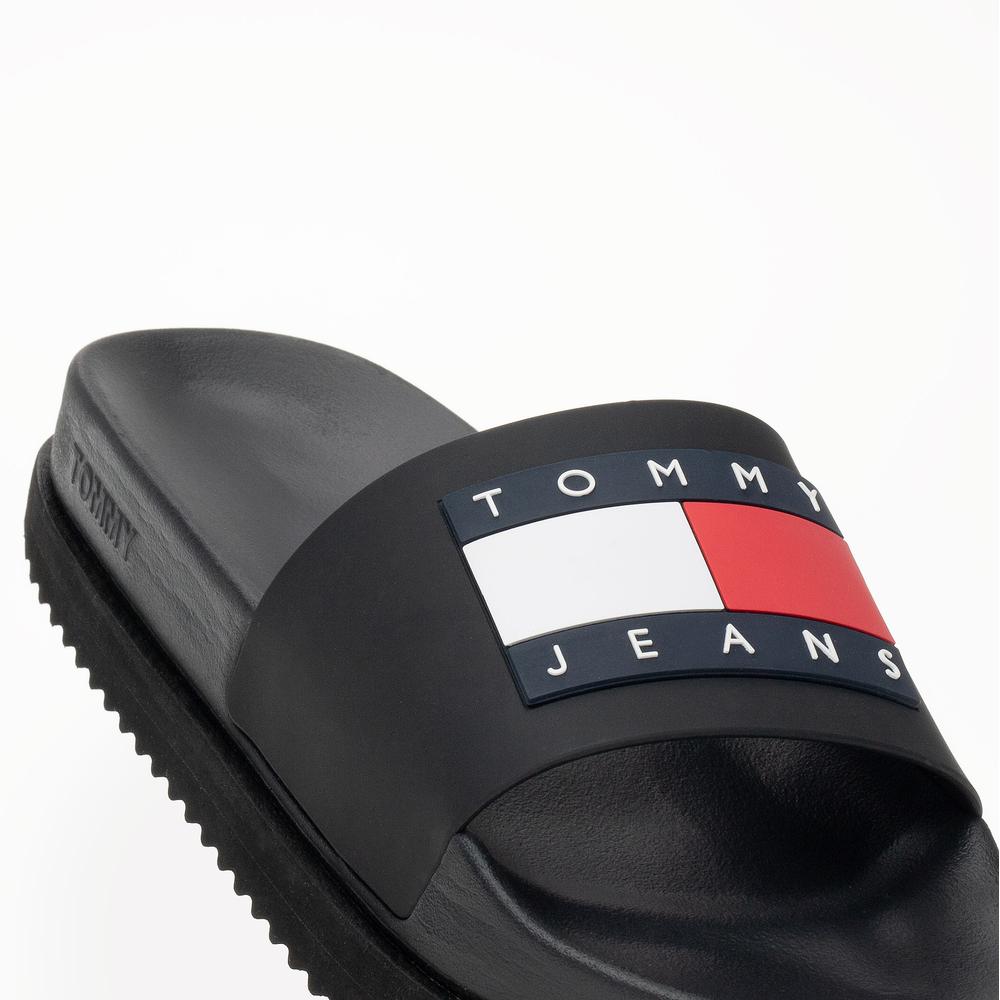 Klapki Tommy Jeans Elevated Flatform EN0EN02451-BDS - czarne