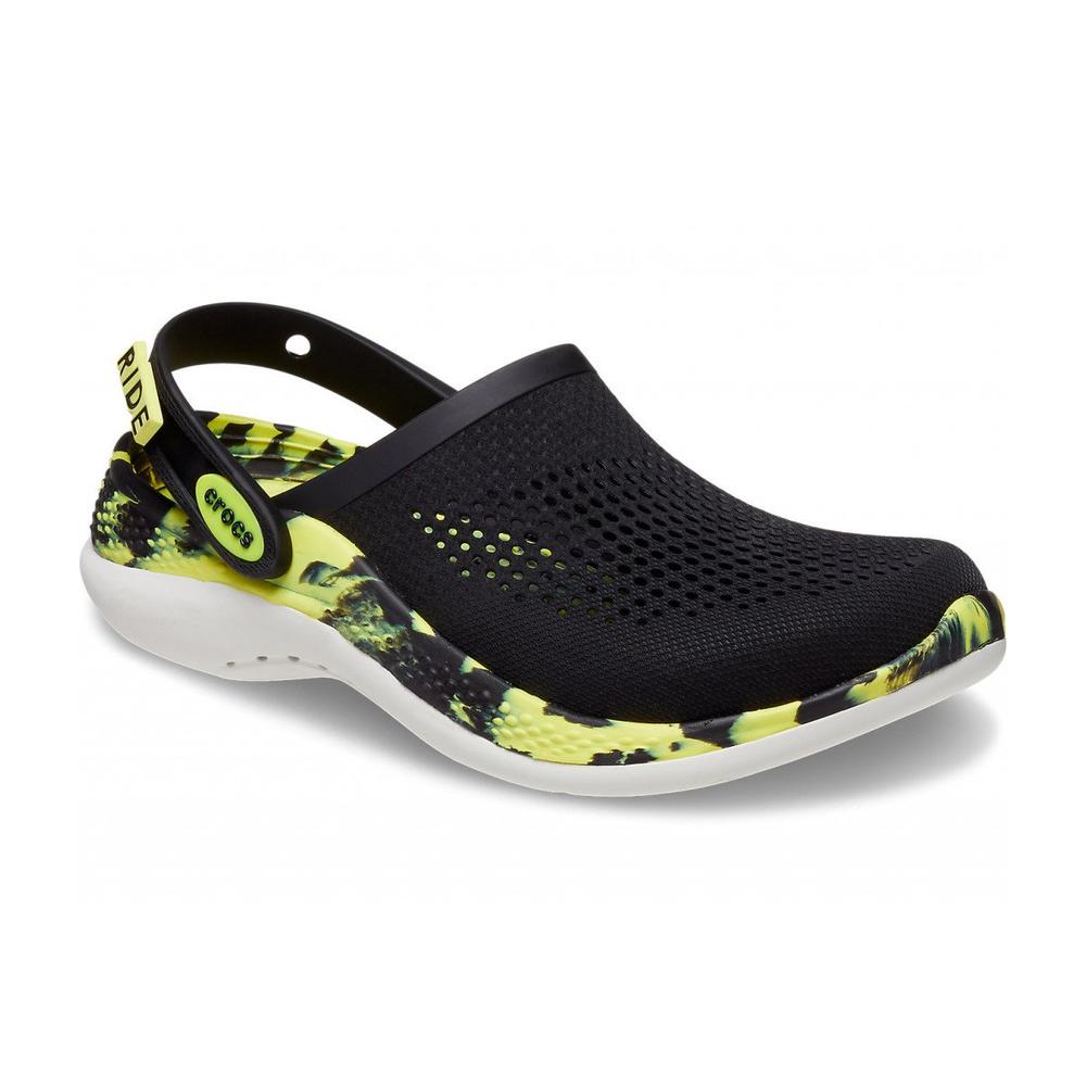 Klapki Crocs LiteRide 360 Marbled Clog 207634-02K - czarno-żółte