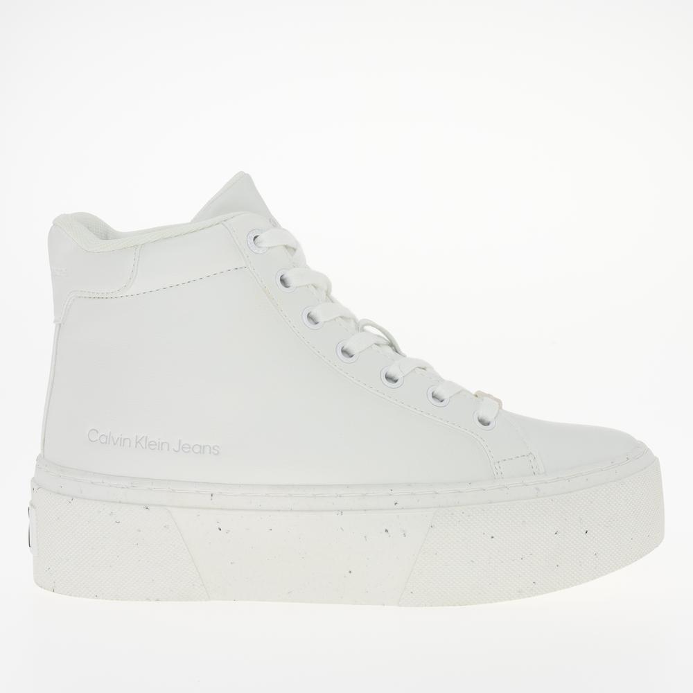 Buty Calvin Klein Bold Vulc Flatform Mid Laceup YW0YW01230-0K8 - białe