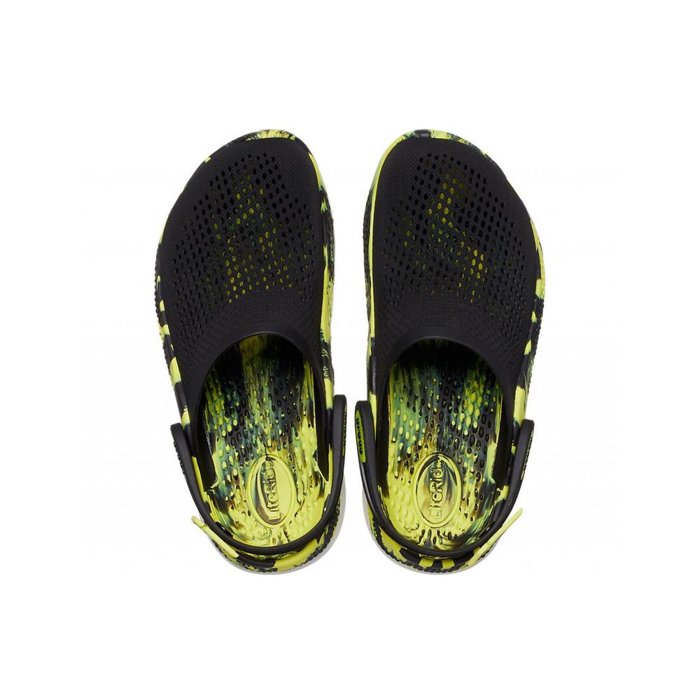 Klapki Crocs LiteRide 360 Marbled Clog 207634-02K - czarno-żółte