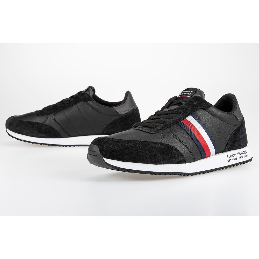 Tommy Hilfiger Leather Mix Signature Tape Trainers > FM0FM03736-BDS