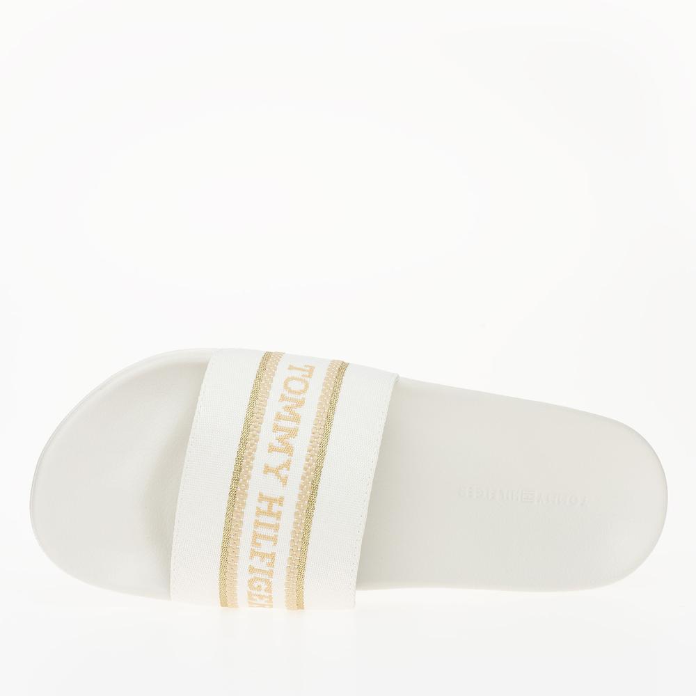 Klapki Tommy Hilfiger Poolslide With Webbing FW0FW07845-YBL - białe