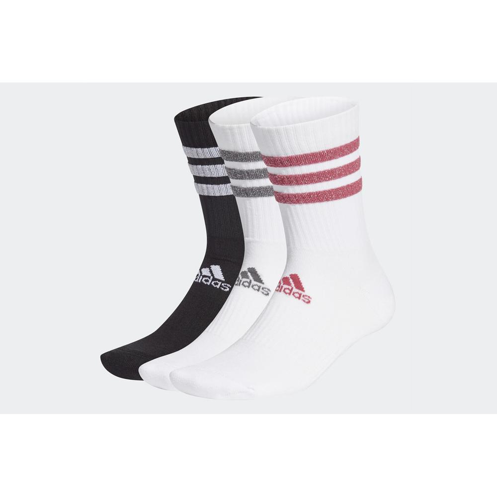 adidas Glam 3-Stripes Cushioned Crew Sport Socks 3 Pairs > GH7542