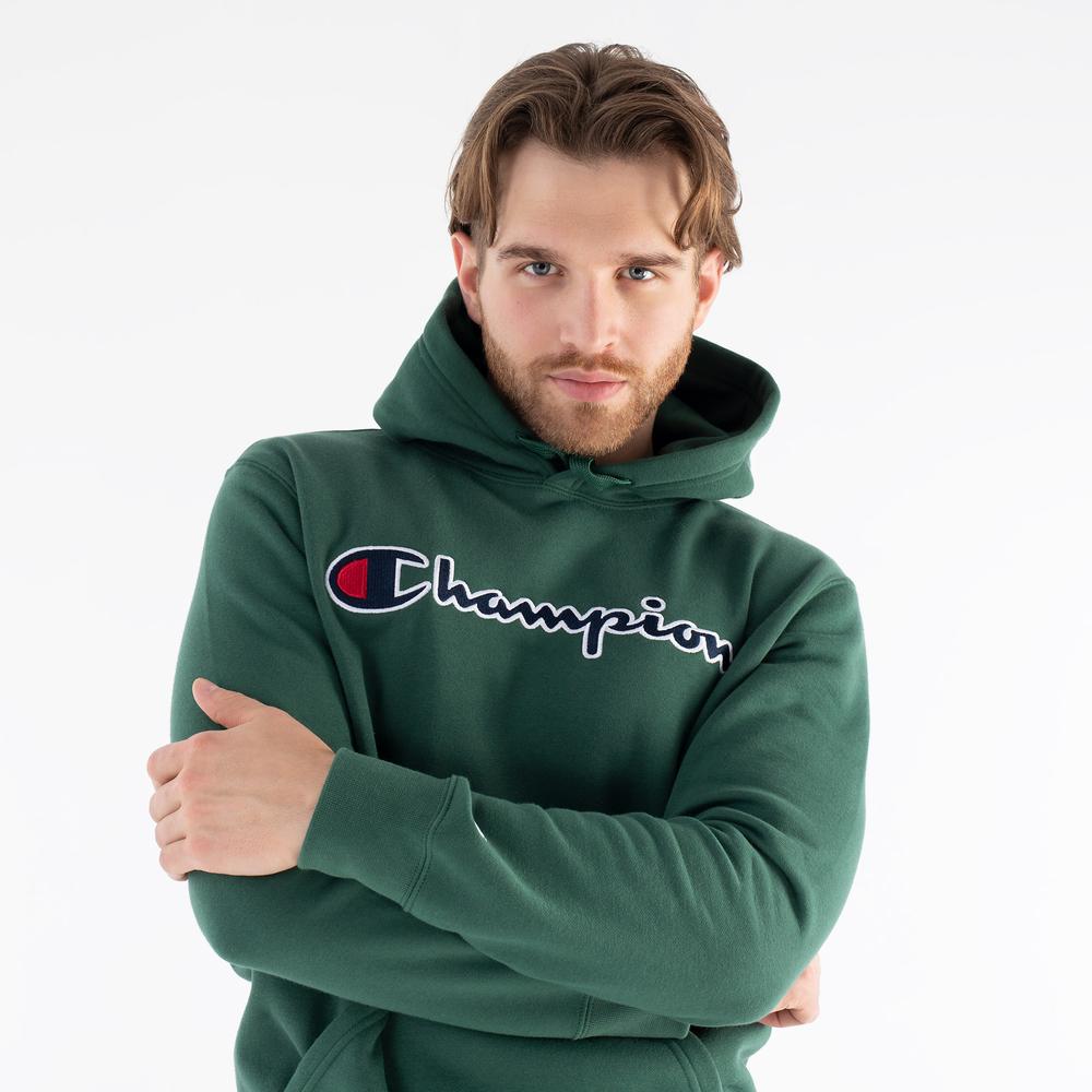 Bluza Champion Script Logo Embroidery Fleece Hoodie 217858-GS568 - zielona