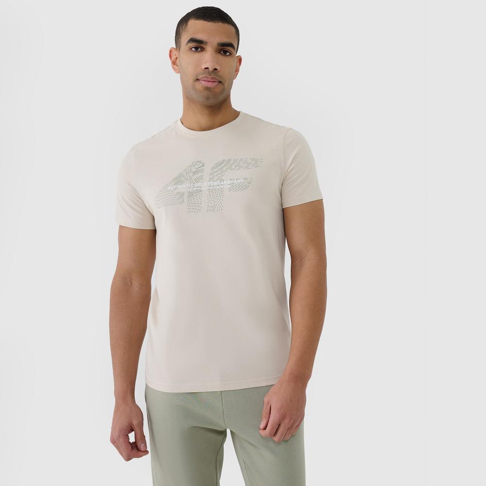 Koszulka męska 4F WSS25TTSHM200412S - beżowa