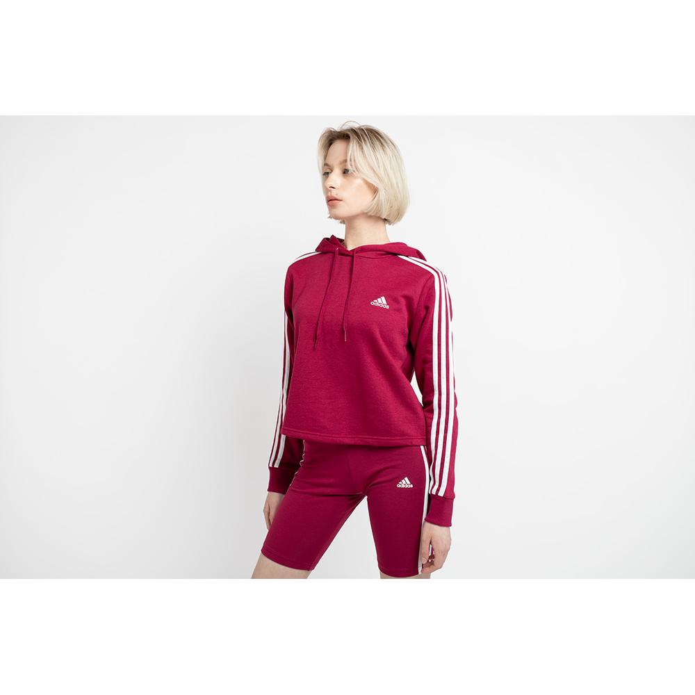 Bluza adidas Essentials 3-Stripes Cropped Hoodie GM5574 - bordowa