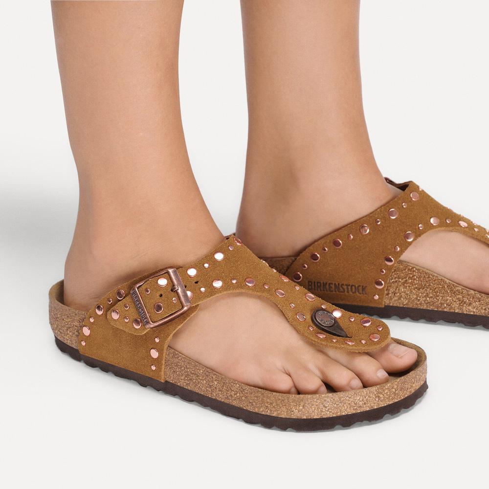 Japonki damskie Birkenstock Gizeh Rivet 1031649 - brązowe