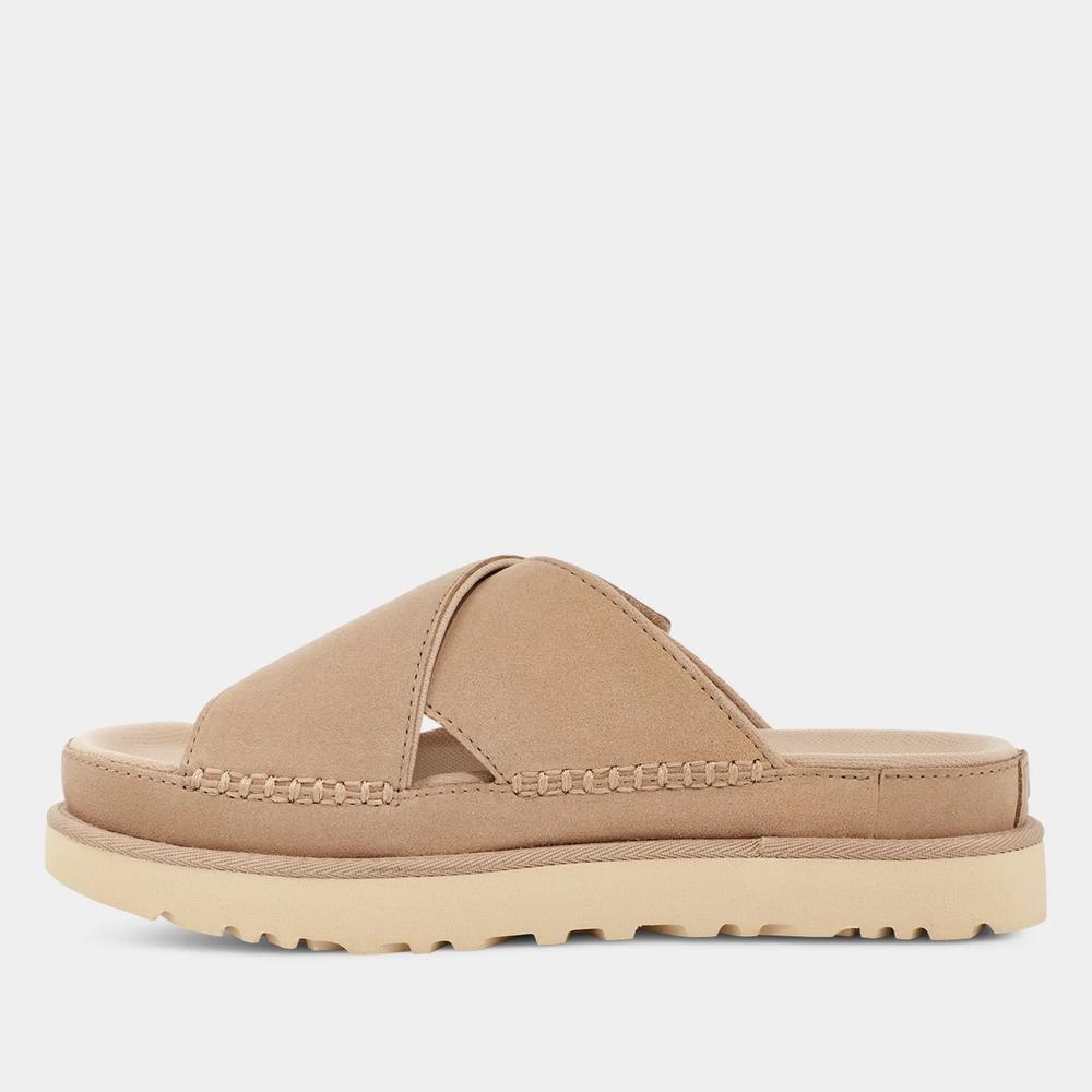 Klapki Ugg Goldenstar Cross Slide 1137910-DRI - beżowe