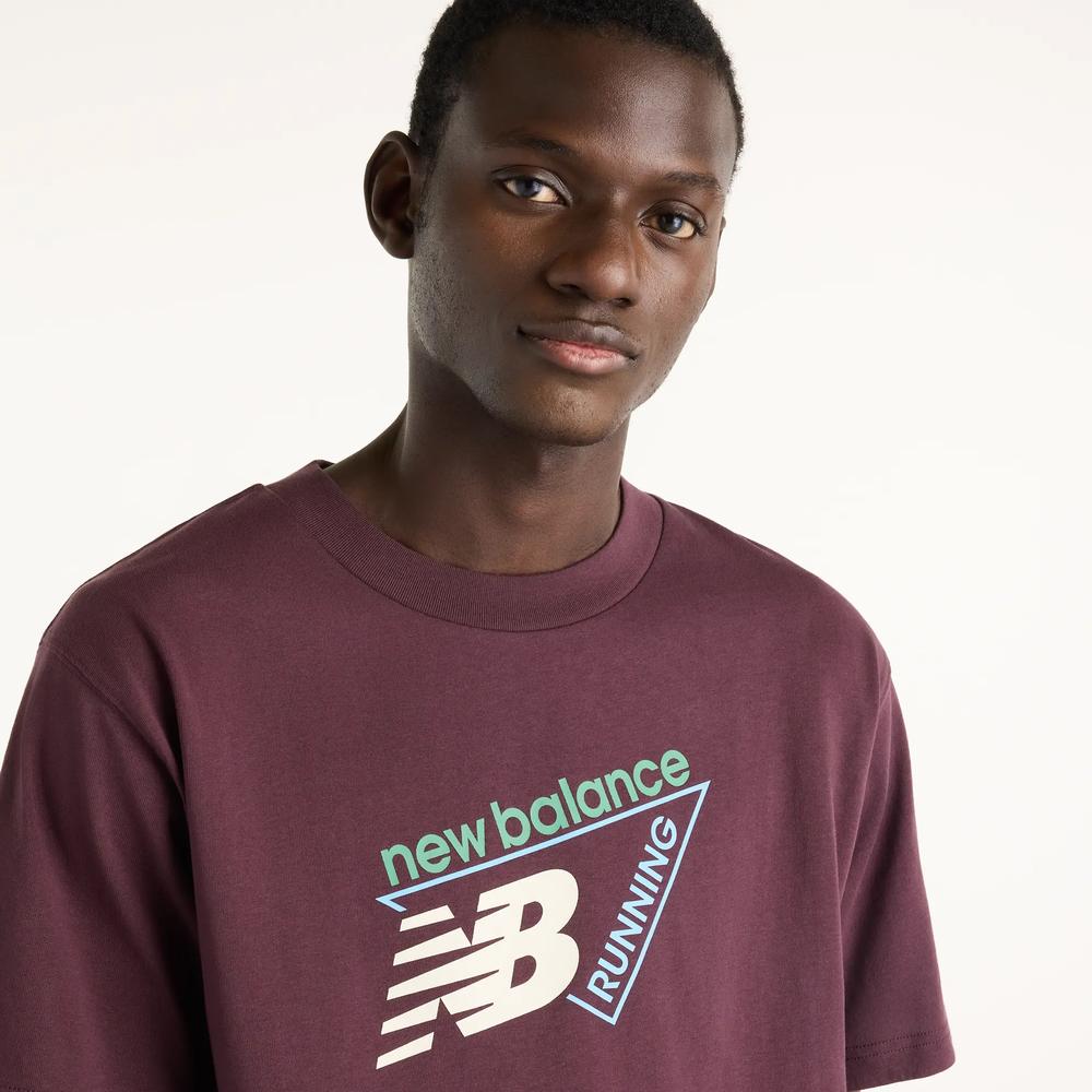 Koszulka męska New Balance Classic Tri-Logo MT61N1YVYLR - bordowa