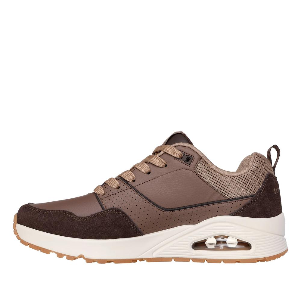 Buty męskie Skechers Uno Retro One 183020BRN - brązowe