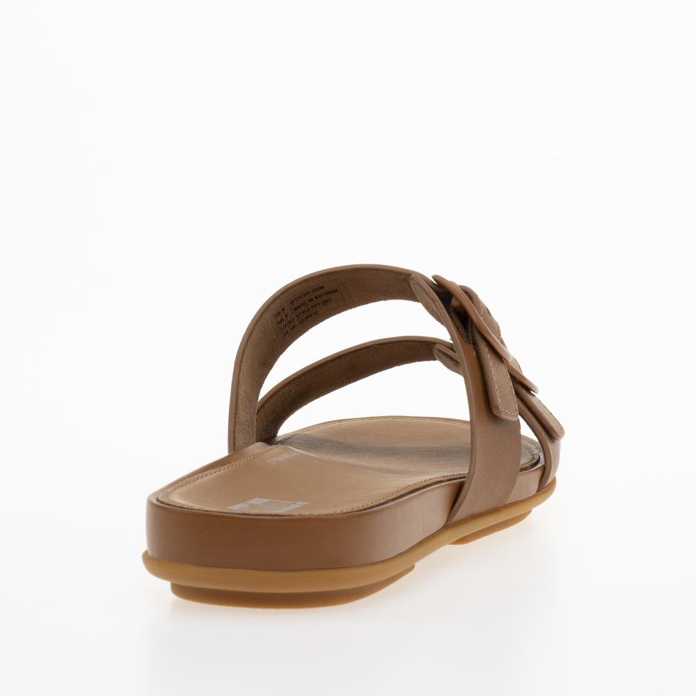 Klapki FitFlop Gracie Buckle Two-Bar Leather FV1-592 - brązowe