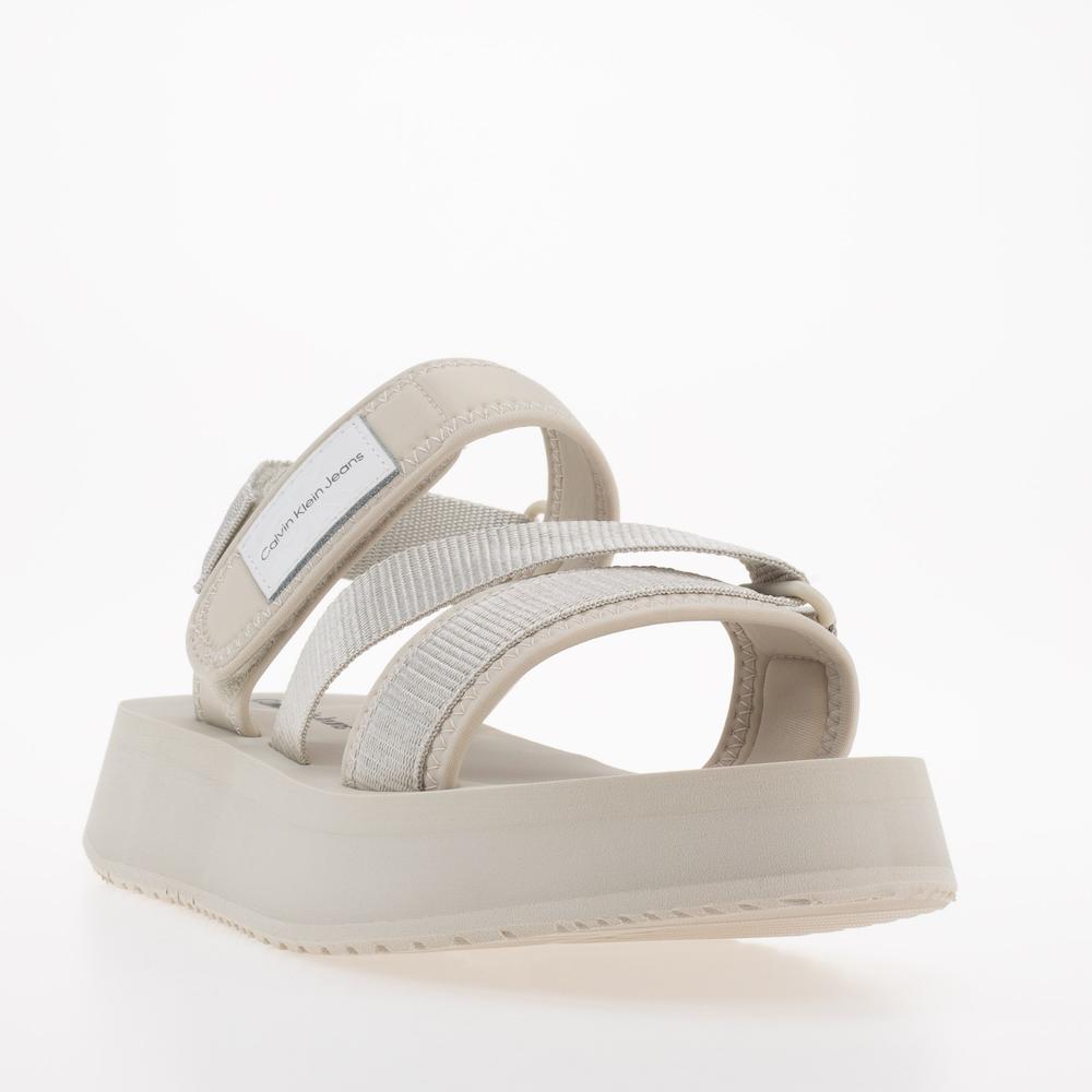 Sandały Calvin Klein Prefresato Sandal Badge YW0YW00967-ACF - beżowe