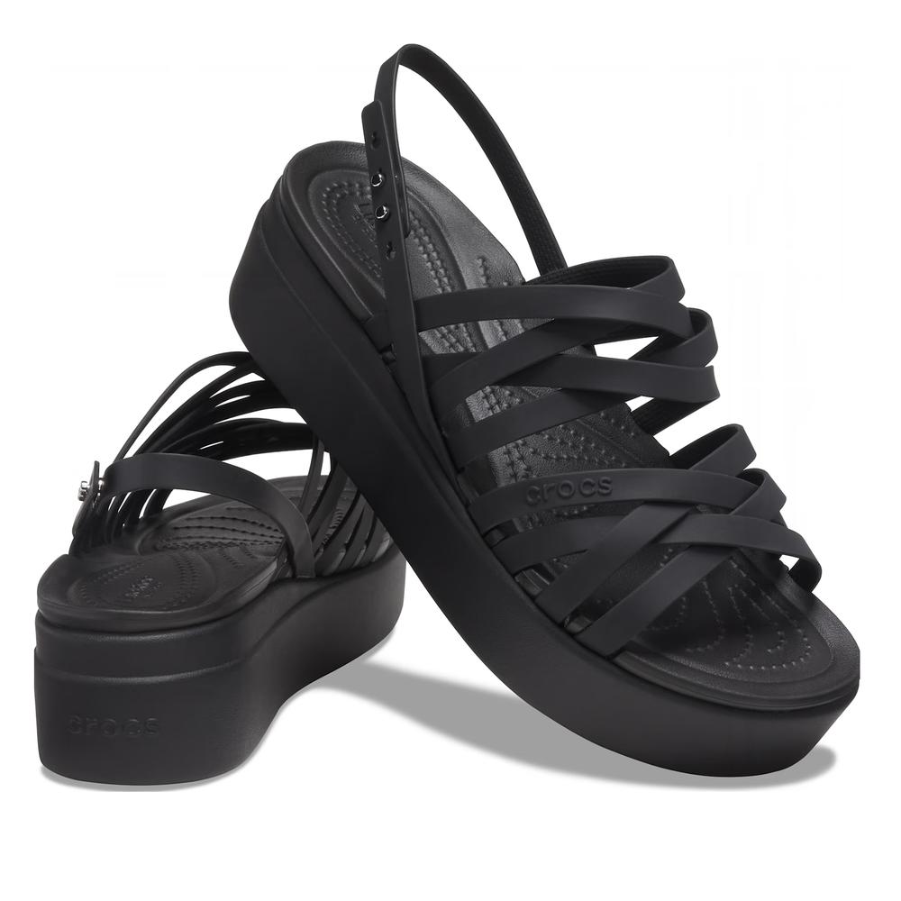 Klapki Crocs Brooklyn Strappy Low Wedge 206751-001 - czarne