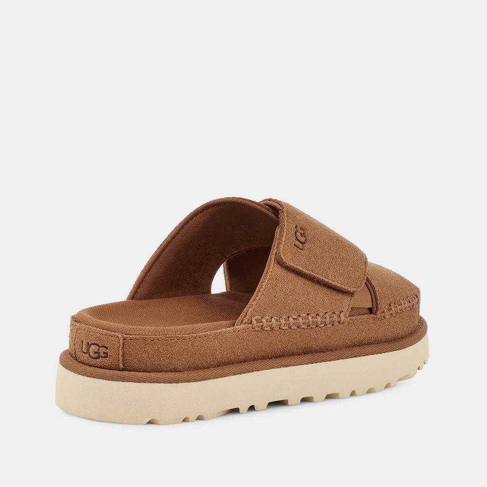 Klapki Ugg Goldenstar Cross Slide 1137910-CHE - brązowe