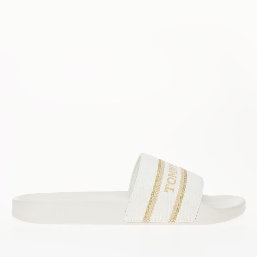 Klapki Tommy Hilfiger Poolslide With Webbing FW0FW07845-YBL - białe