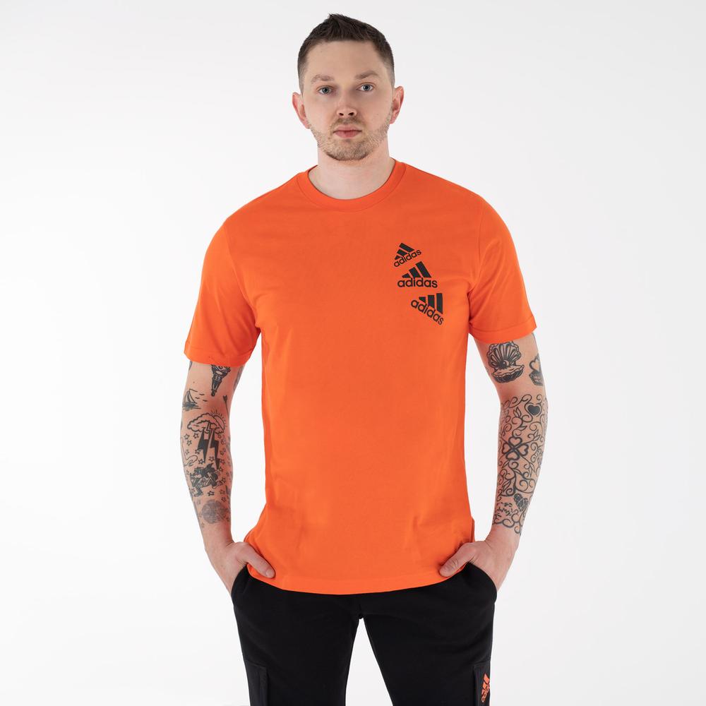 Koszulka adidas Essentials BrandLove HL9388 - pomarańczowa