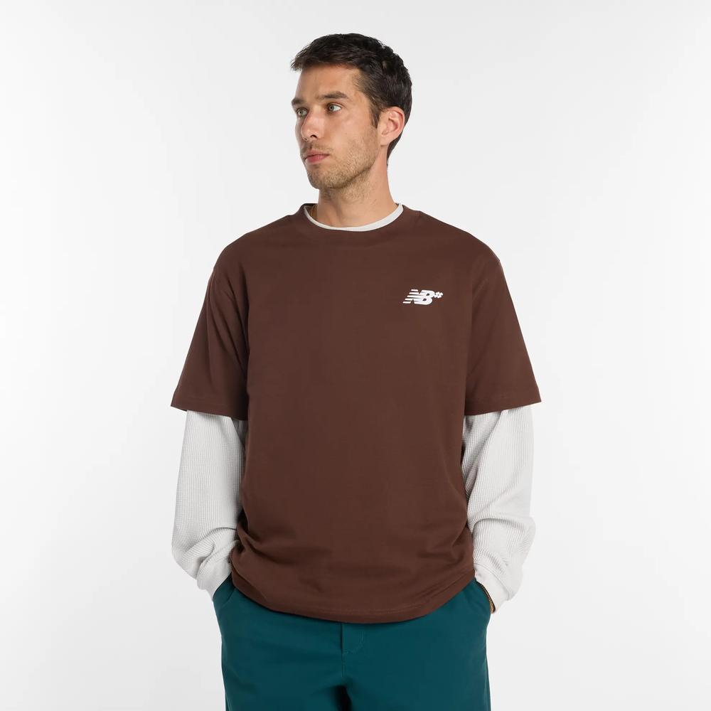 Koszulka męska New Balance MT53706ABJ - brązowa