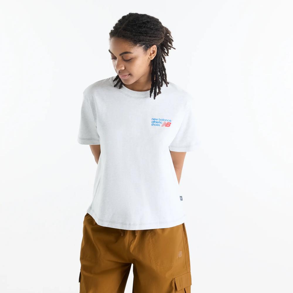 Koszulka damska New Balance Athletics Premium Logo Hip Length WT62B7V2AHH - szara
