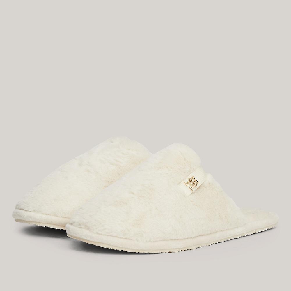 Klapki Tommy Hilfiger Comfort Home Slipper FW0FW08138-YBH - białe